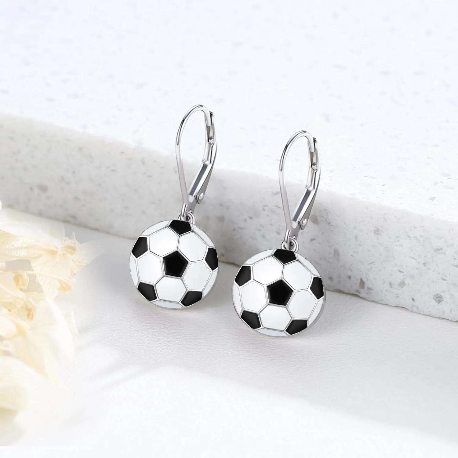 925 Sterling Silver Ball Sports Leverback Dangle Drop Earrings Jewelry Gifts for Women Girls