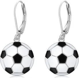 925 Sterling Silver Ball Sports Leverback Dangle Drop Earrings Jewelry Gifts for Women Girls