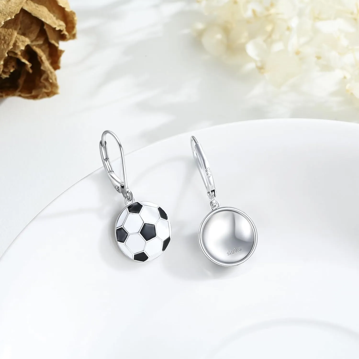 925 Sterling Silver Ball Sports Leverback Dangle Drop Earrings Jewelry Gifts for Women Girls