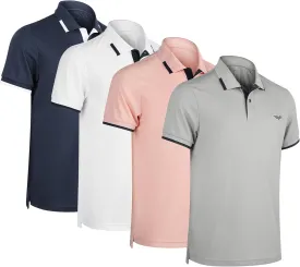 Albert Morris Mens Striped Short Sleeve Polo Shirts 4 Pack
