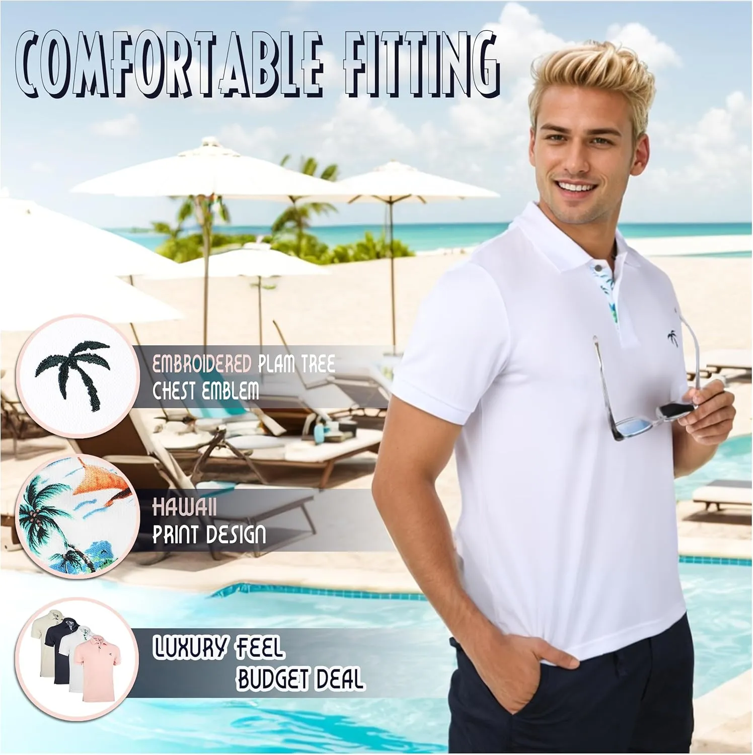 Albert Morris Mens Striped Short Sleeve Polo Shirts 4 Pack