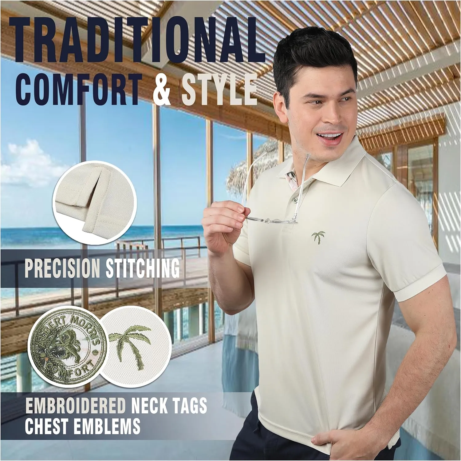 Albert Morris Mens Striped Short Sleeve Polo Shirts 4 Pack