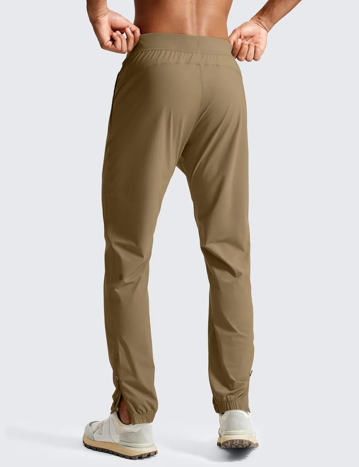 CRZ YOGA Athletic Joggers for Men - 31" Lightweight Running Training Pants with Zip Pockets and Ankle Zippers