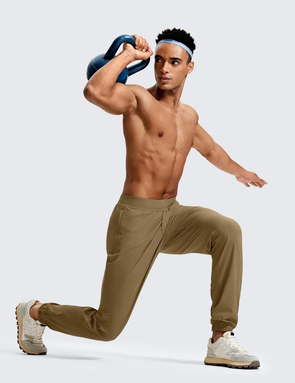CRZ YOGA Athletic Joggers for Men - 31" Lightweight Running Training Pants with Zip Pockets and Ankle Zippers
