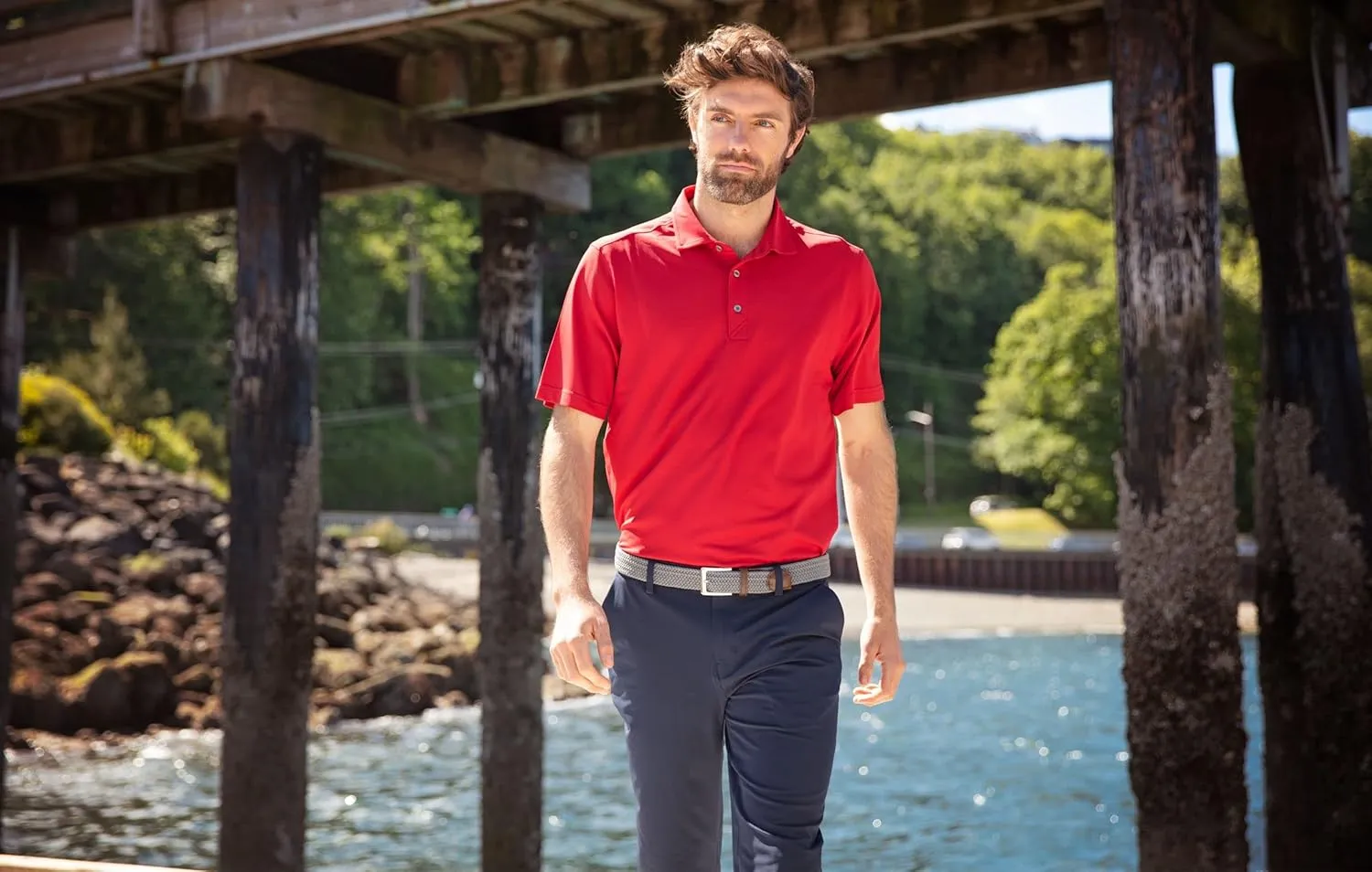 Cutter & Buck Virtue Eco Pique Stripe Recycled Mens Polo
