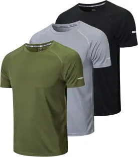 frueo Men's 1/3 Pack Workout Shirts Quick Dry Moisture Wicking Short Sleeve Mesh Athletic T-Shirts