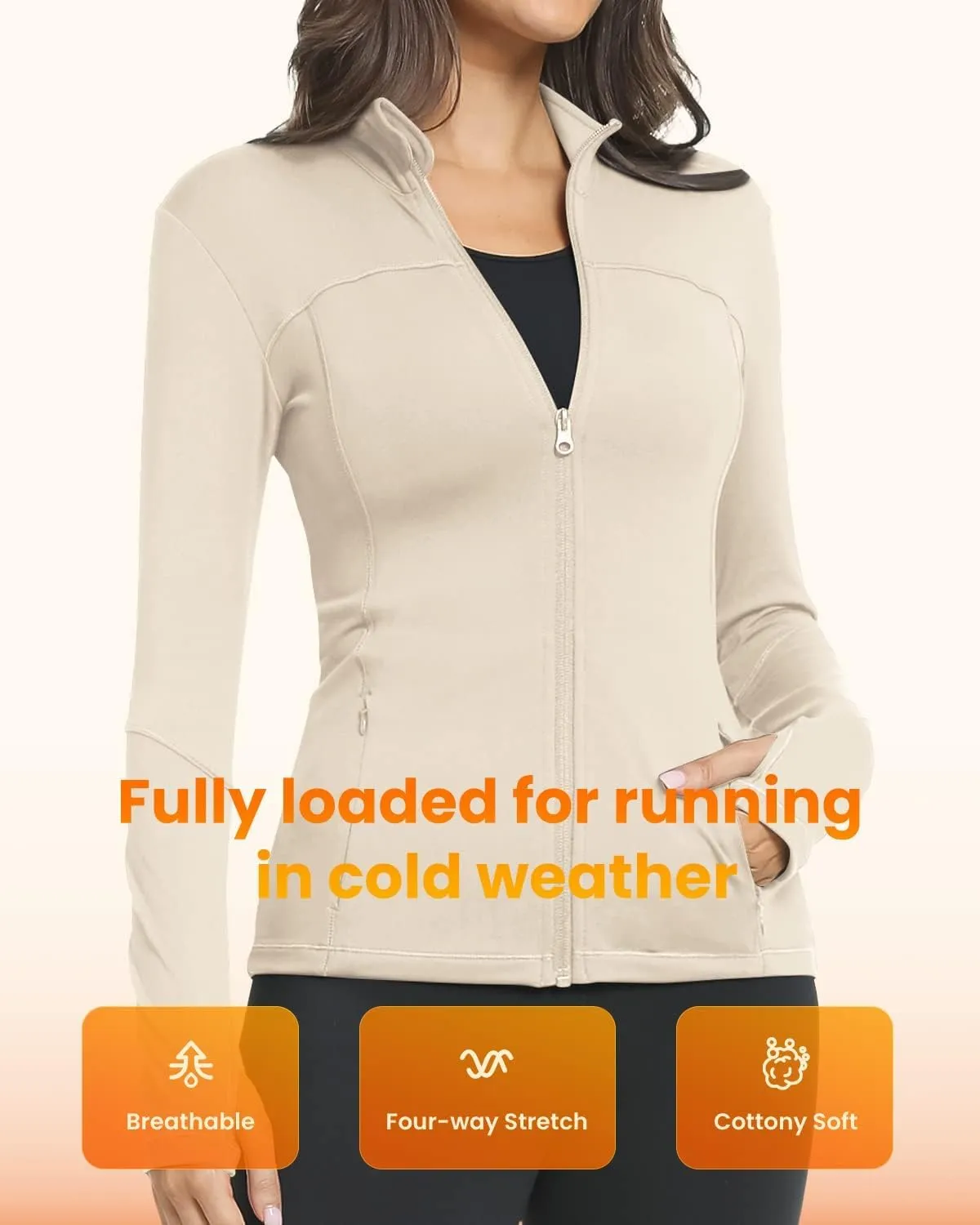 GYM RAINBOW Workout Jackets for Women, Full Zip Slim Fit Lightweight Athletic Running Sports Track Jacket with Pockets