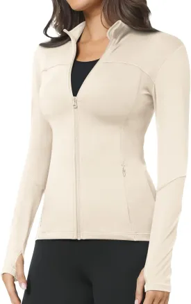 GYM RAINBOW Workout Jackets for Women, Full Zip Slim Fit Lightweight Athletic Running Sports Track Jacket with Pockets