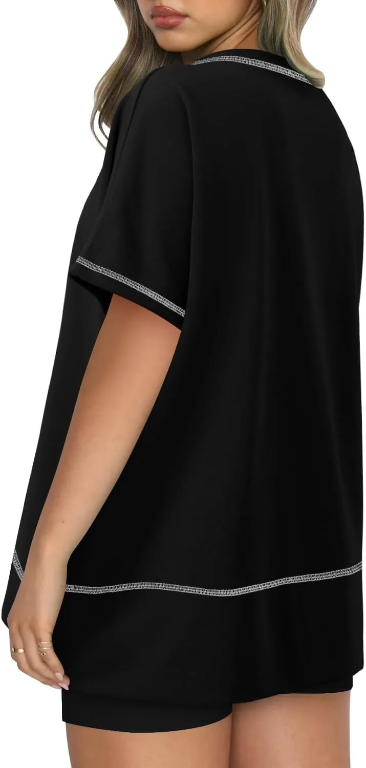KISSMODA Oversized T Shirts for Women Crew Neck Short Sleeve Casual Summer Tops Loose High Low Blouse