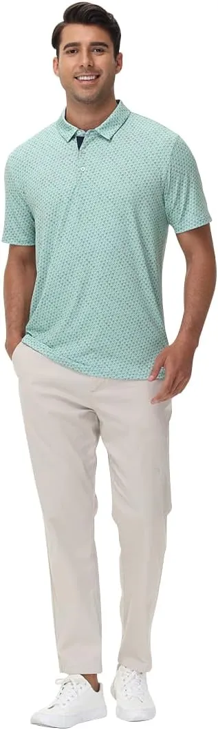 Men's Golf Polo Shirts Short Sleeve Moisture Wicking Quick Dry Fit Business Casual Performance Sports Shirt