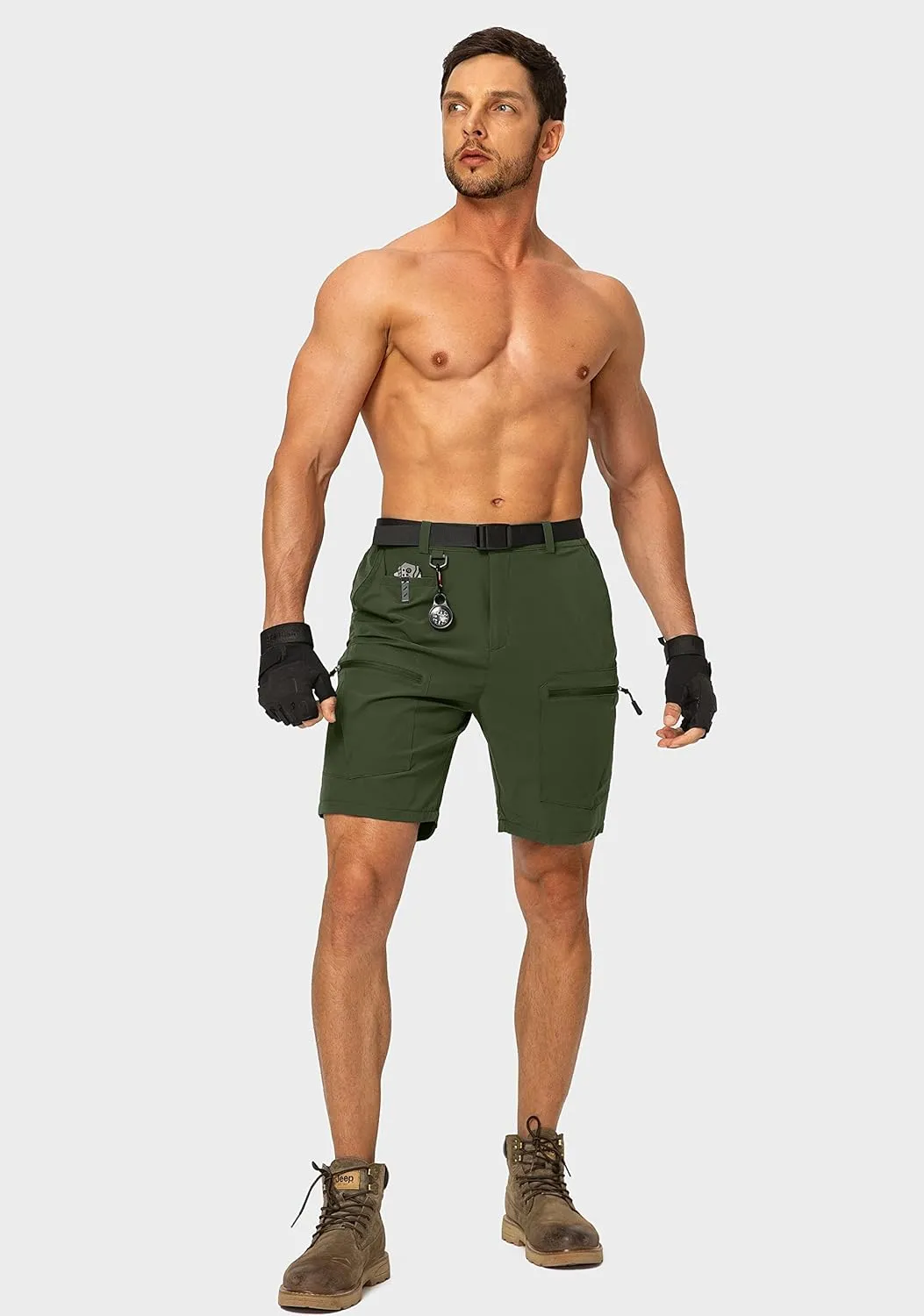 Men's Hiking Cargo Shorts Stretch Quick Dry Outdoor Tactical Shorts for Men with Multi Pocket for Fishing Casual