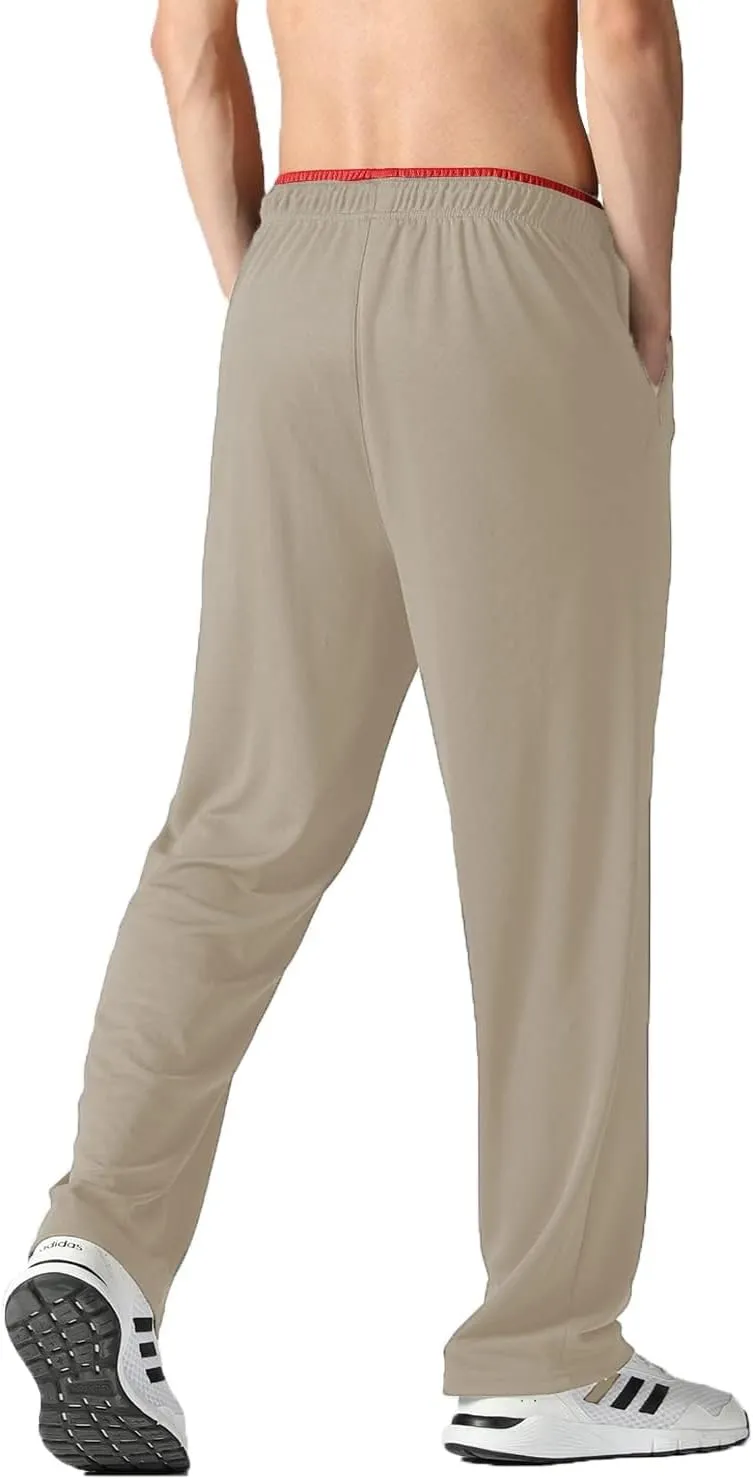Men's Joggers Pants with Zipper Pockets,Lightweight Sweatpants,Open Bottom Athletic Loose Fit Training Pants.