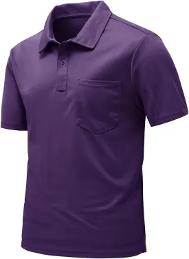 Rdruko Men's Polo Shirts Short Sleeve Quick Dry Outdoor Golf Sports Shirts with Pocket