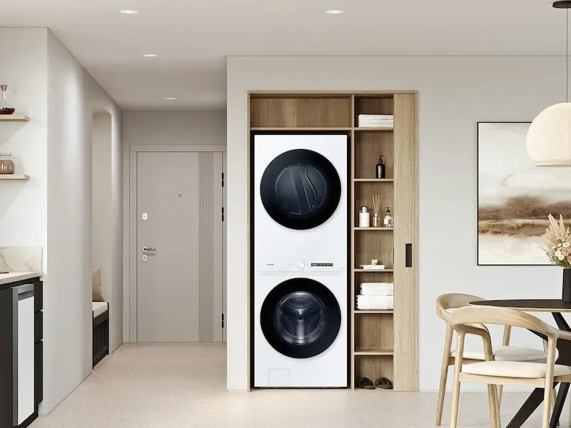 Samsung WH46DBH100EW Bespoke 4.6 cu. ft. AI Laundry Hub™ Large Capacity Single Unit Washer with Steam Wash and 7.6 cu. ft. Electric Dryer in White