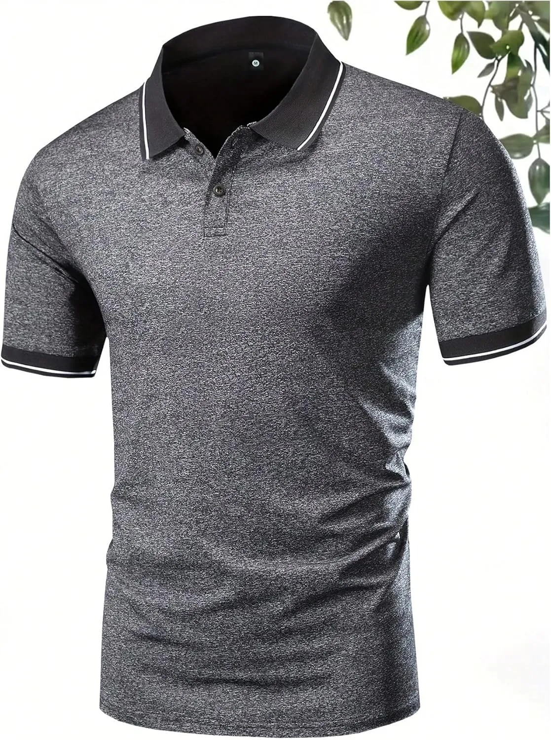 SOLY HUX Men's Short Sleeve Golf Shirts 2 Packs Button Front Collar Work Business T-Shirts