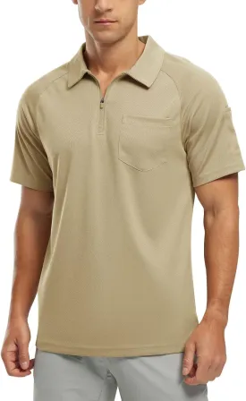 TBMPOY Men's Polo Shirts with Pocket Short Sleeve Quick Dry Casual Sports Outdoor Golf Shirt