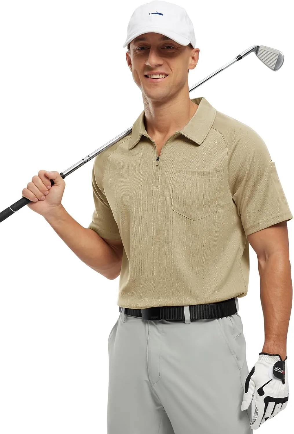 TBMPOY Men's Polo Shirts with Pocket Short Sleeve Quick Dry Casual Sports Outdoor Golf Shirt