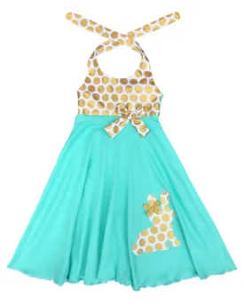Teal & Gold Easter Bunny Dress