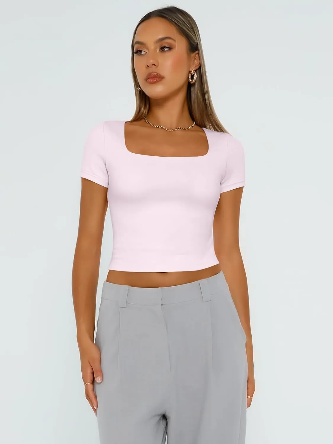Trendy Queen Tshirts Shirts for Women Double Lined Going Out Crop Tops 2025 Spring Summer Workout Y2k Clothes Beach Fashion