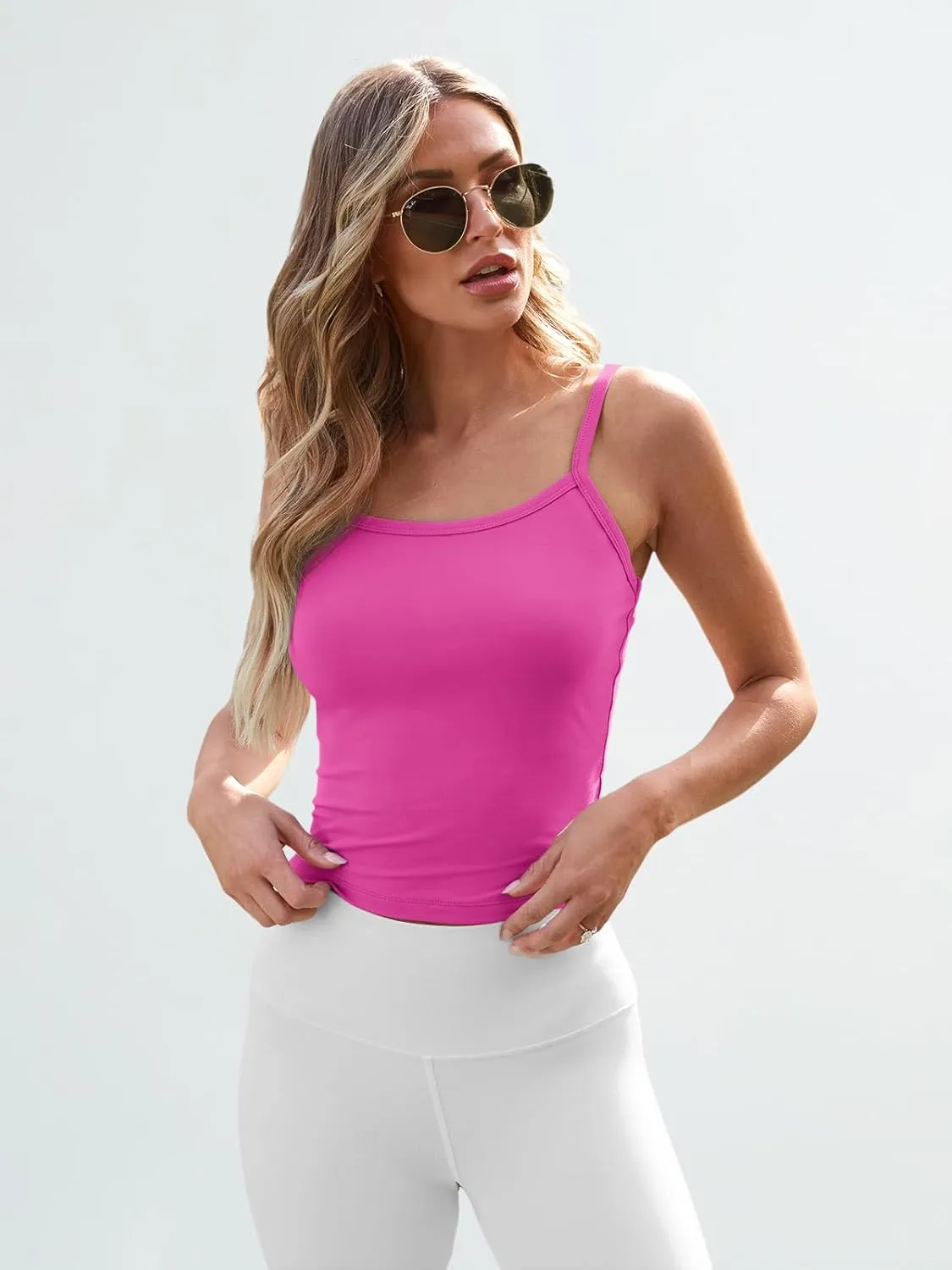 Trendy Queen Womens Spaghetti Strap Tank Tops Adjustable Cute Camisole Going Out Crop Tops Summer Clothes