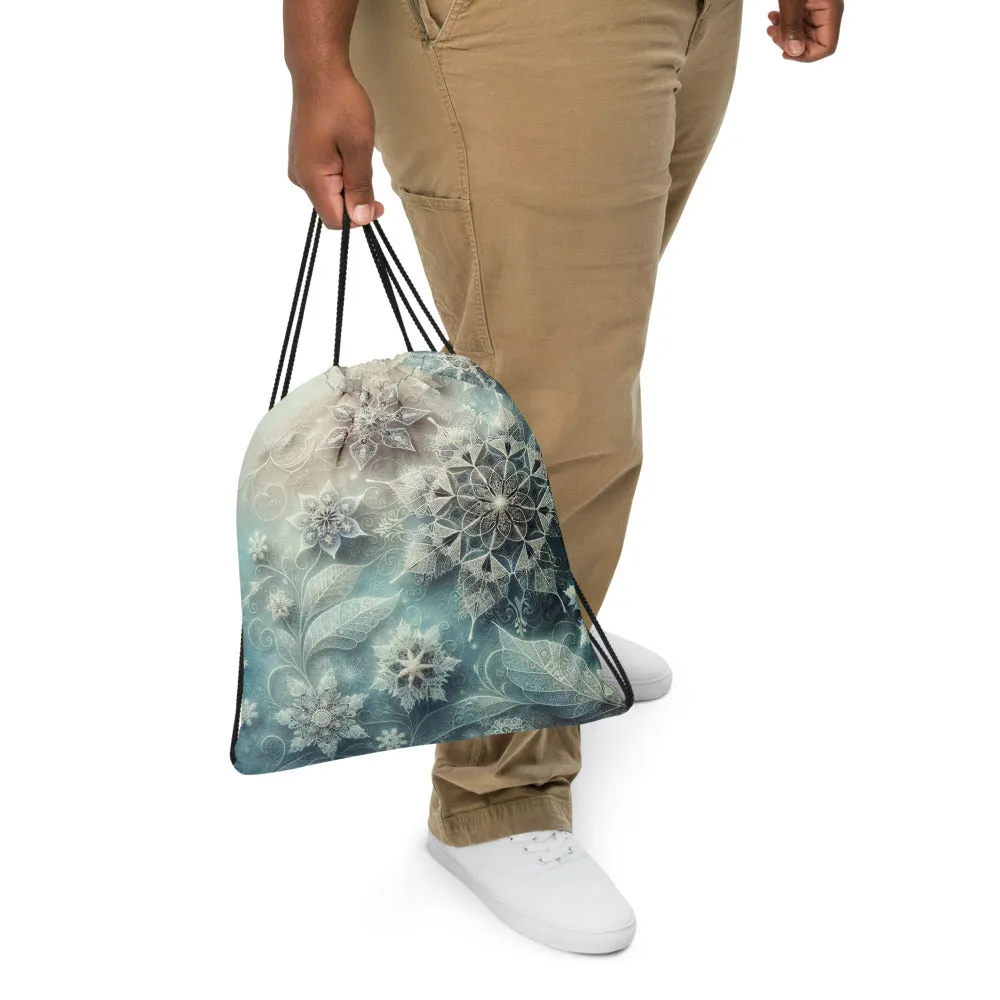 Whimsical Winter Wear Drawstring Bag