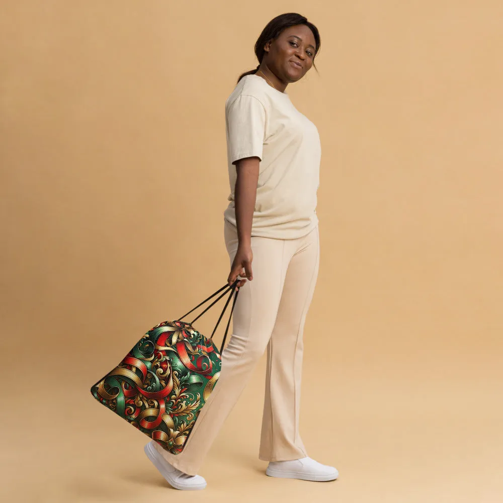 Whimsical Winter Wear Drawstring Bag