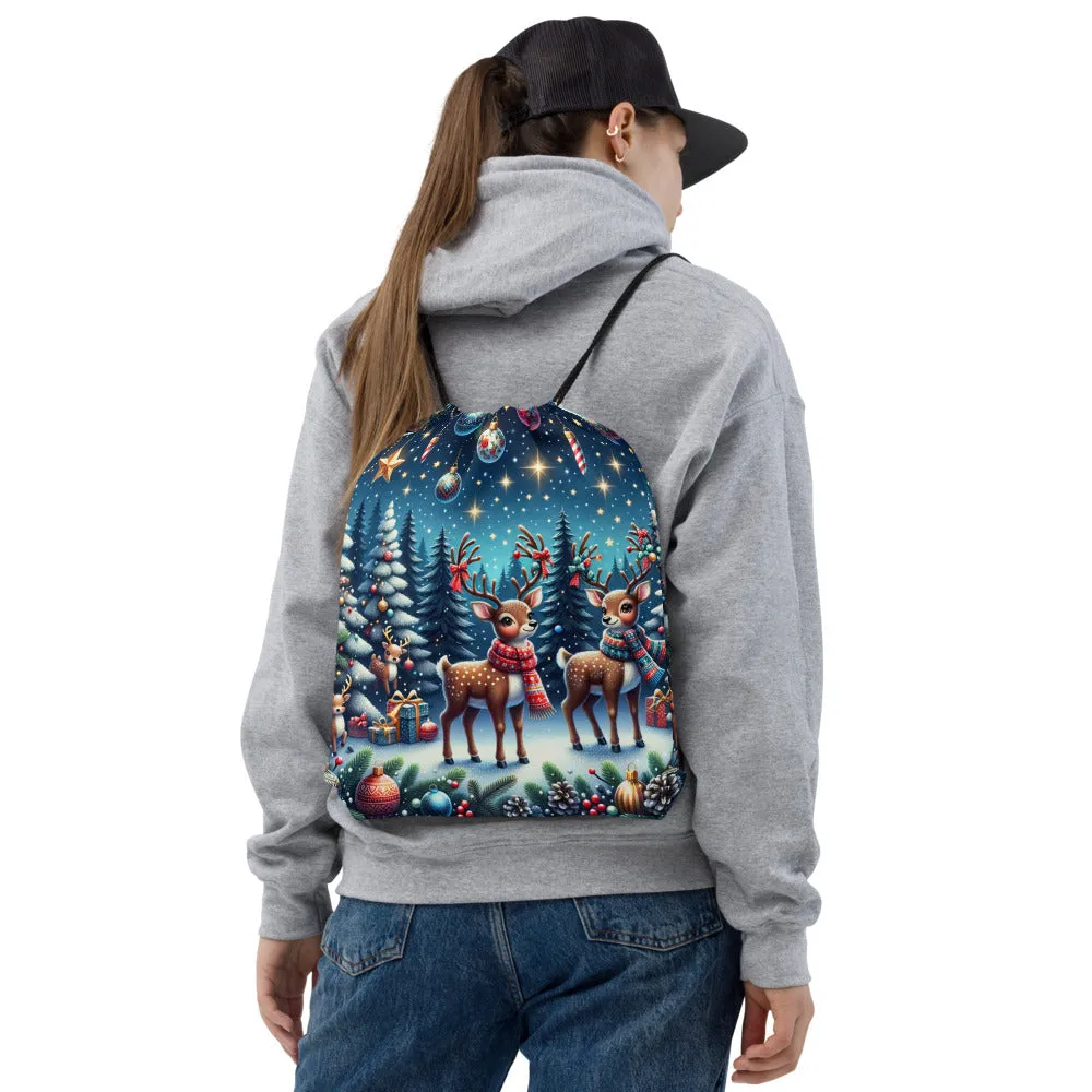 Whimsical Winter Wear Drawstring Bag