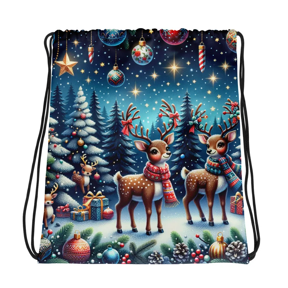 Whimsical Winter Wear Drawstring Bag