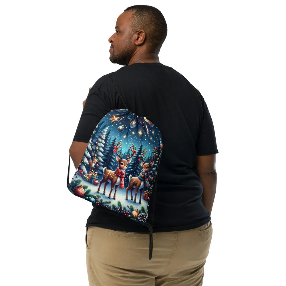 Whimsical Winter Wear Drawstring Bag