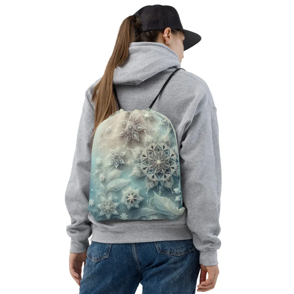 Whimsical Winter Wear Drawstring Bag
