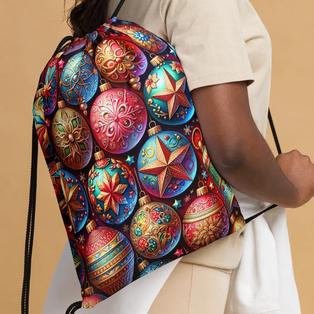Whimsical Winter Wear Drawstring Bag
