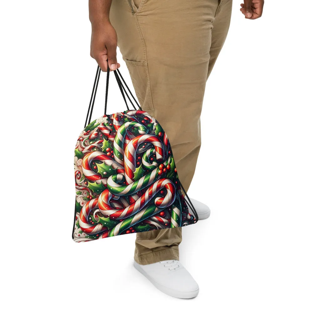Whimsical Winter Wear Drawstring Bag