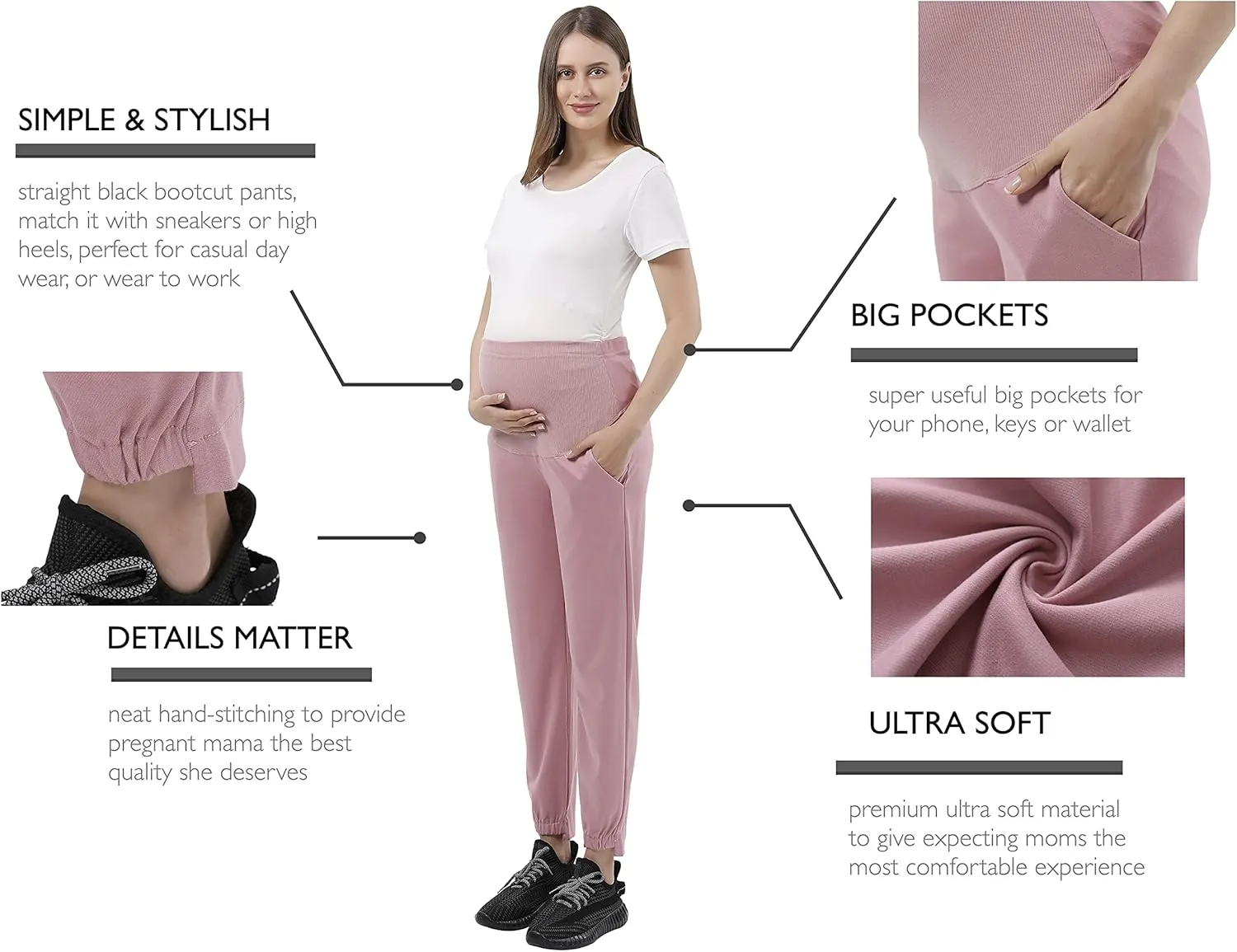 Women's Maternity Joggers Pregnant Sweatpants Pants Casual Lounge Over Belly Gym