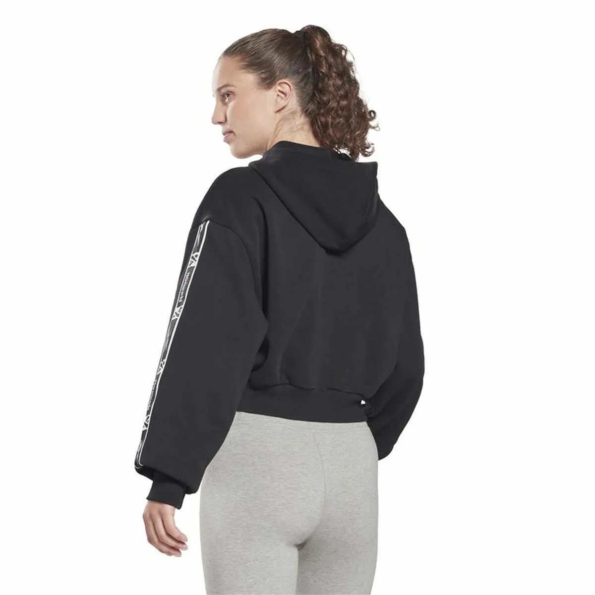Women'S Sports Jacket Reebok Tape Pack Full Zip Black