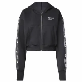 Women'S Sports Jacket Reebok Tape Pack Full Zip Black