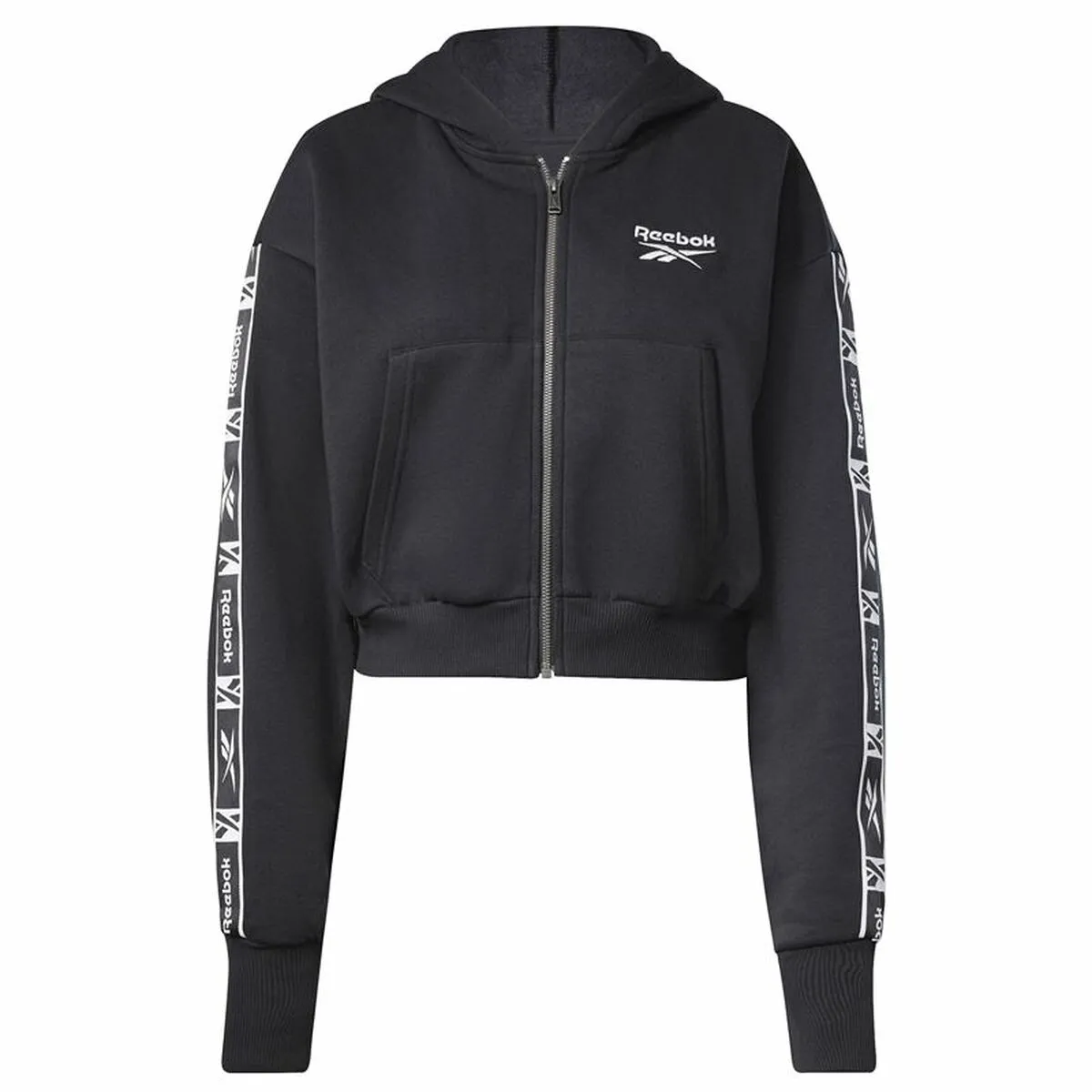 Women'S Sports Jacket Reebok Tape Pack Full Zip Black