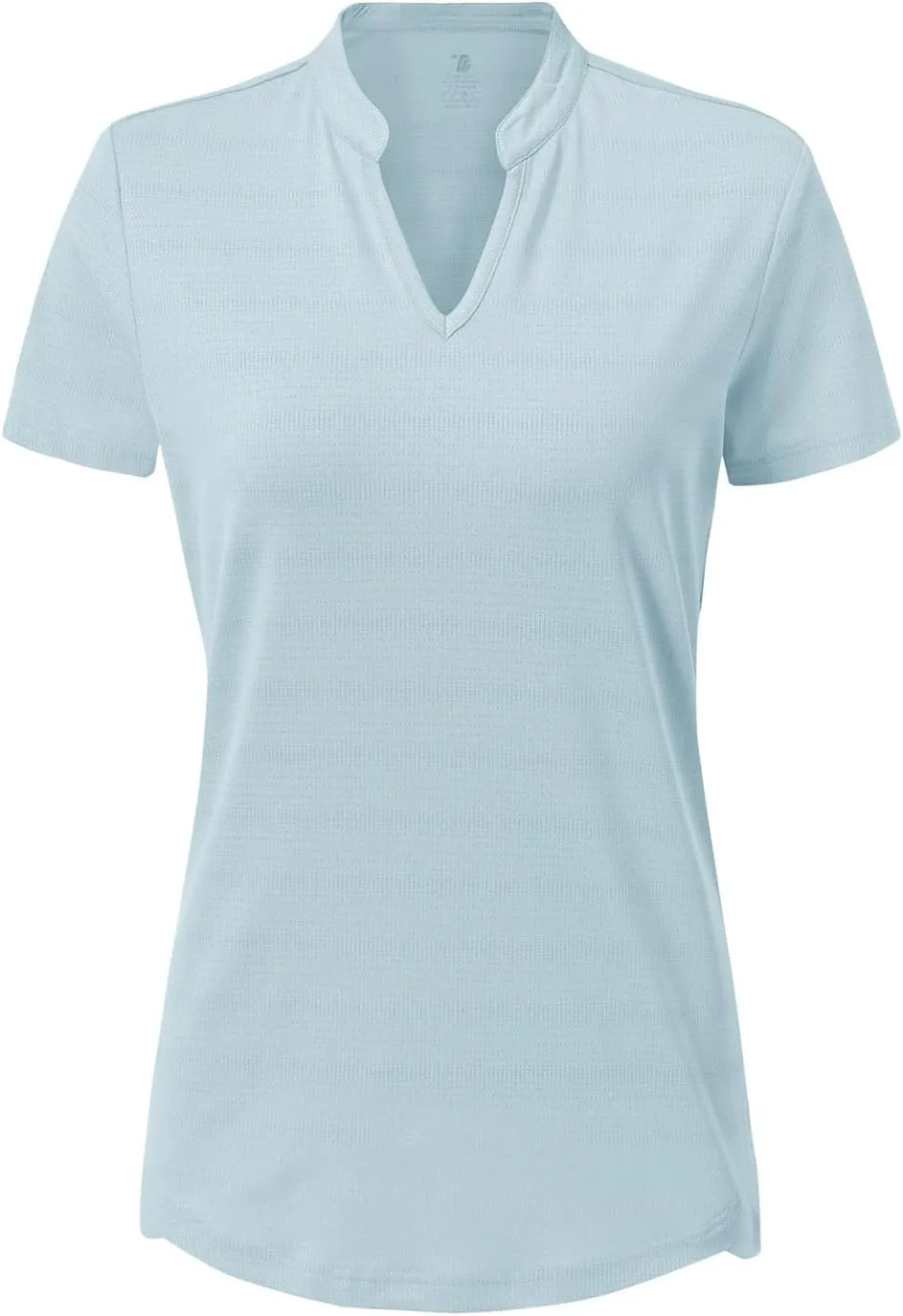 YSENTO Women's Dry Fit Golf Polo Shirts Tops Short Sleeve V Neck Collarless Apparel Shirts Clothes