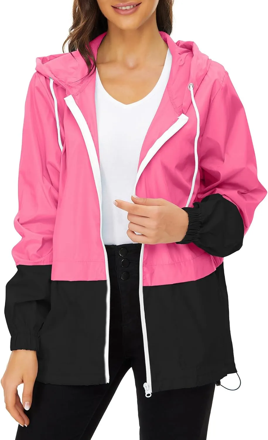 Zando Lightweight Rain Jacket Women Raincoat for Women Packable Rain Coat Windbreaker Rain Jackets Waterproof with Hood