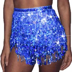 Zoestar Fringe Sequin Belly Dance Skirt Rave Festival Outfits for Women